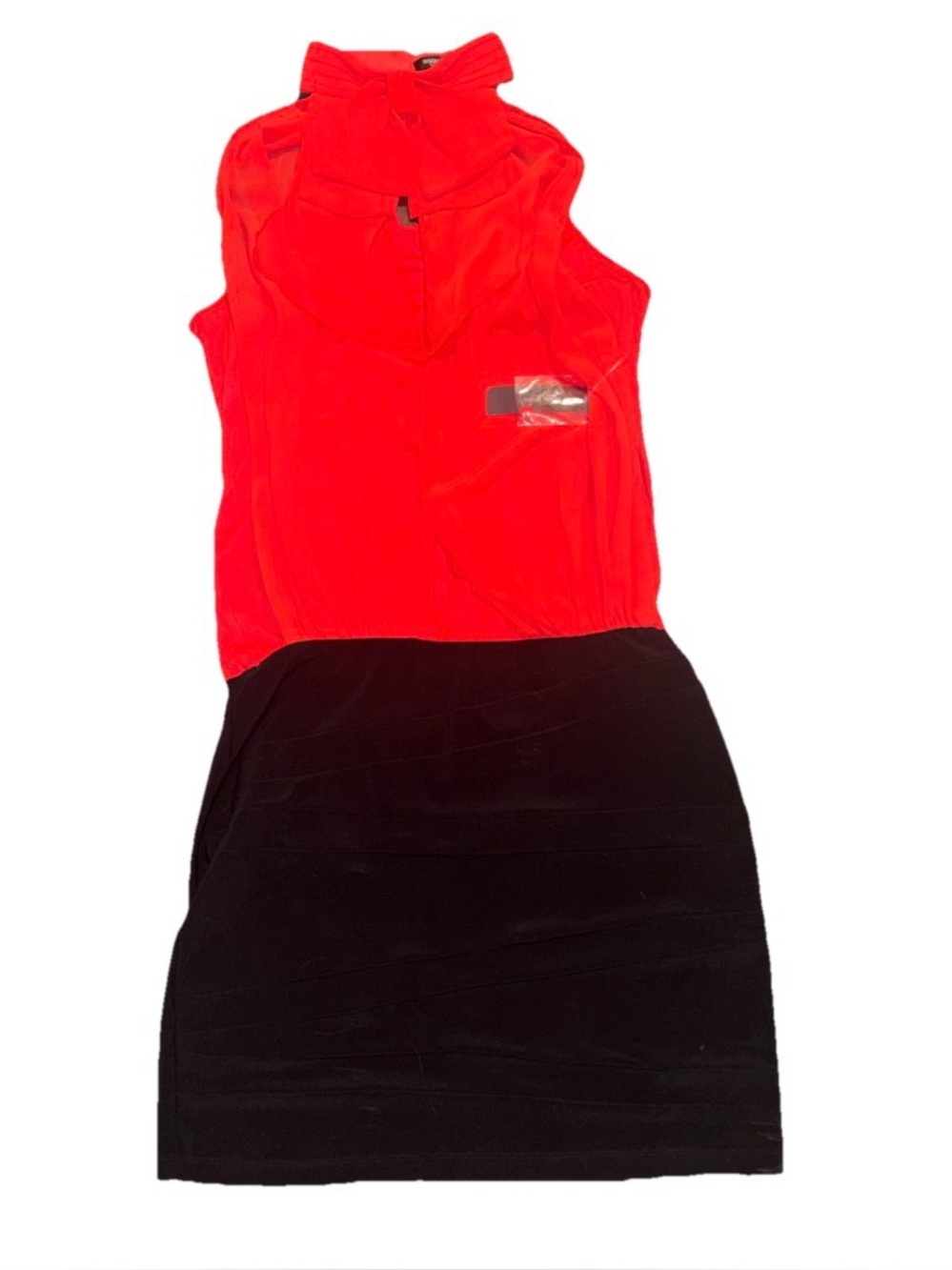 Bisou Bisou Red and Black Bow-Neck Mini Dress